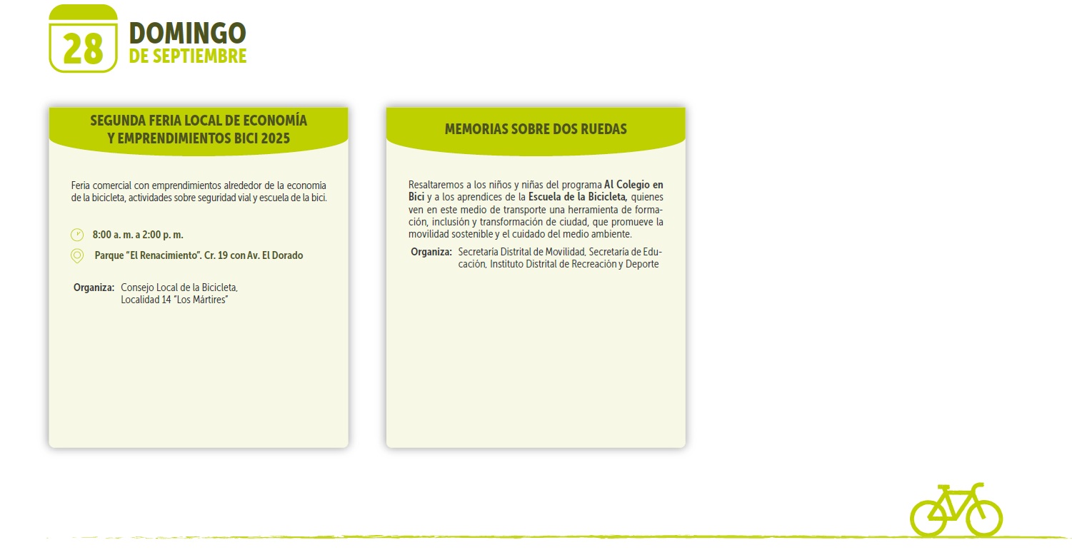 Actividades Semana de la Bici Domingo 28 sept - 2025