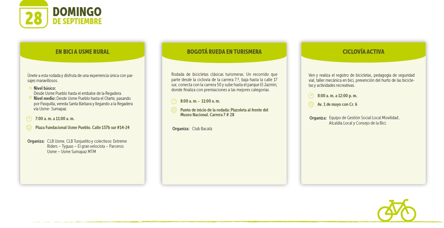 Actividades Semana de la Bici Domingo 28 sept 2025