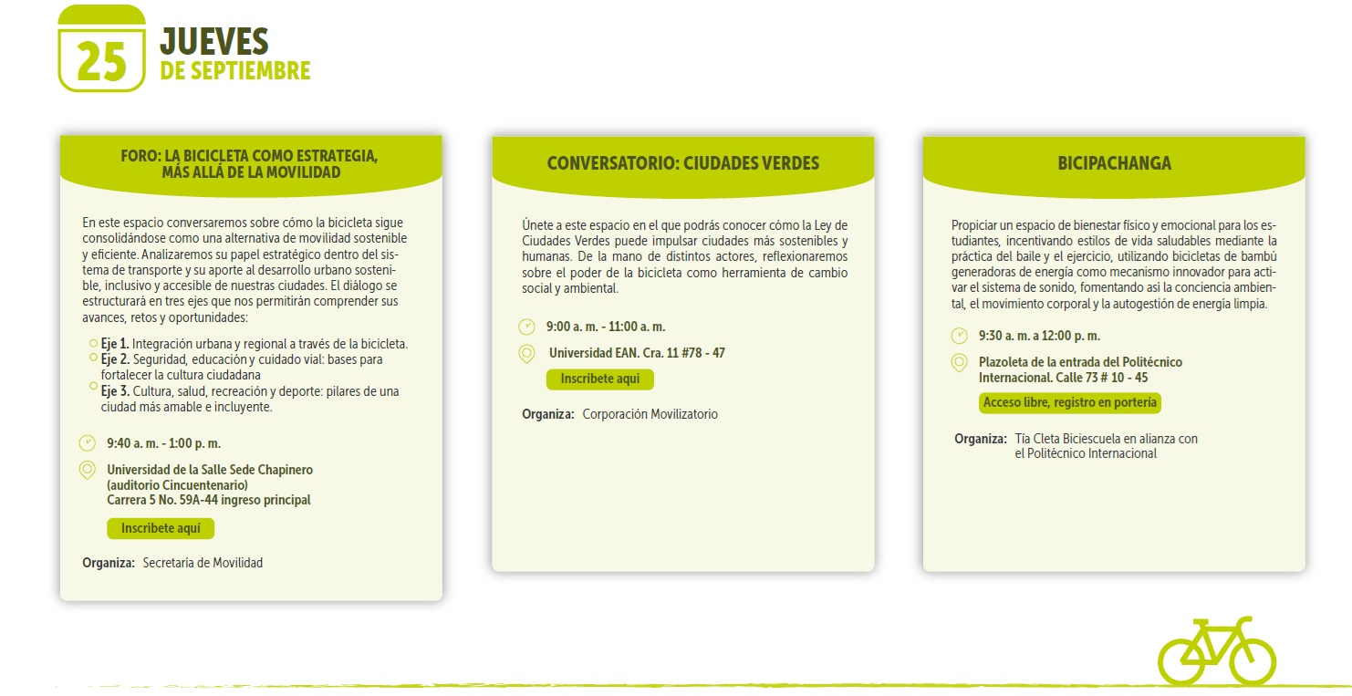 Actividades Semana de la Bici Jueves 25 sept 2025