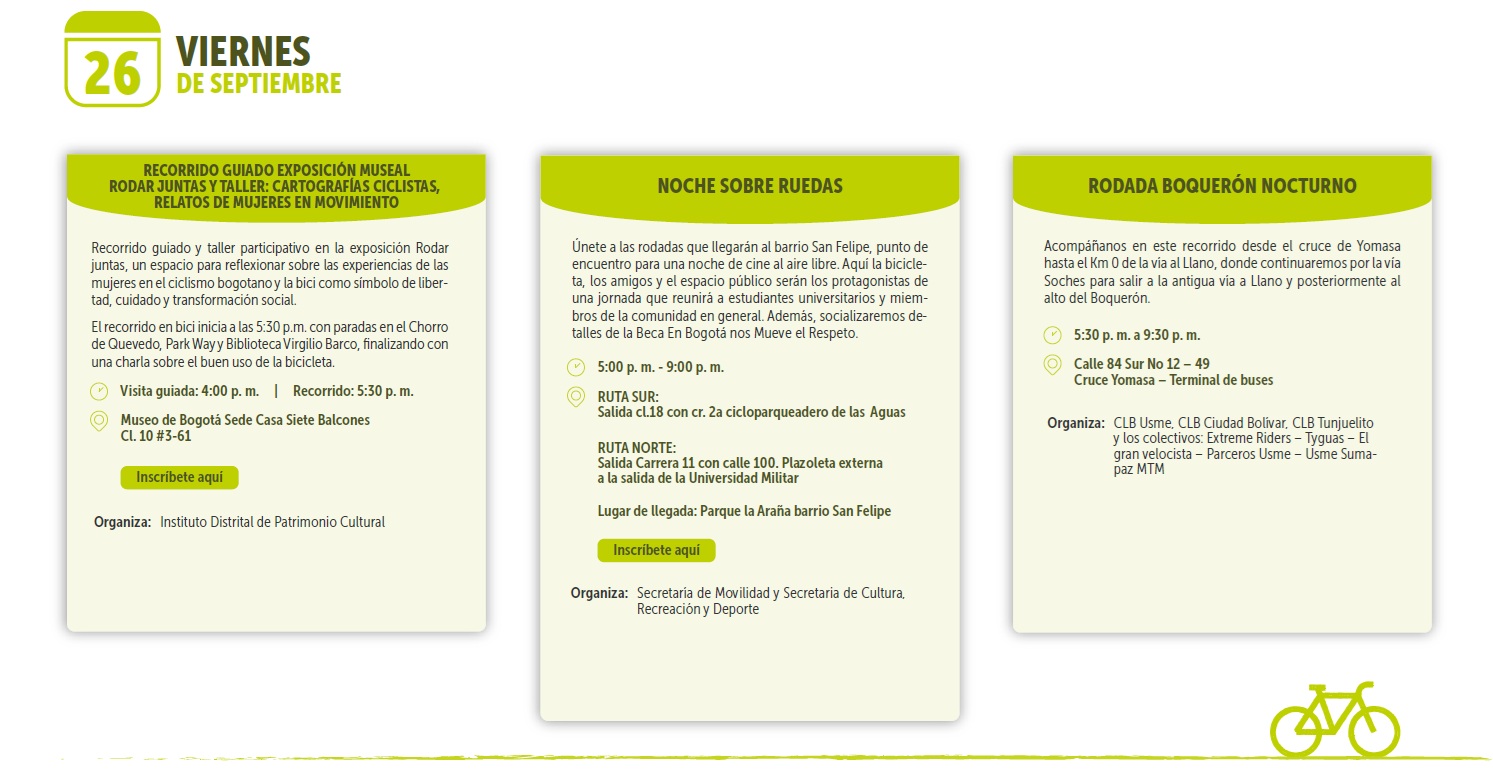 Actividades Semana de la Bici Viernes 26 sept 2025